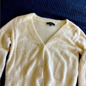 Lulus Cream Fuzzy Eyelash Crop Sweater